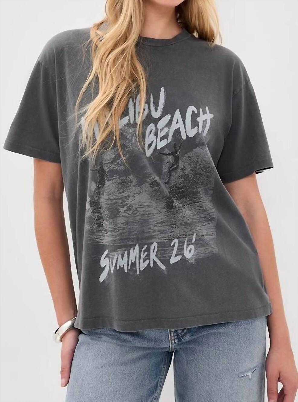 NEW ANINE BING cade surfer tee in washed black